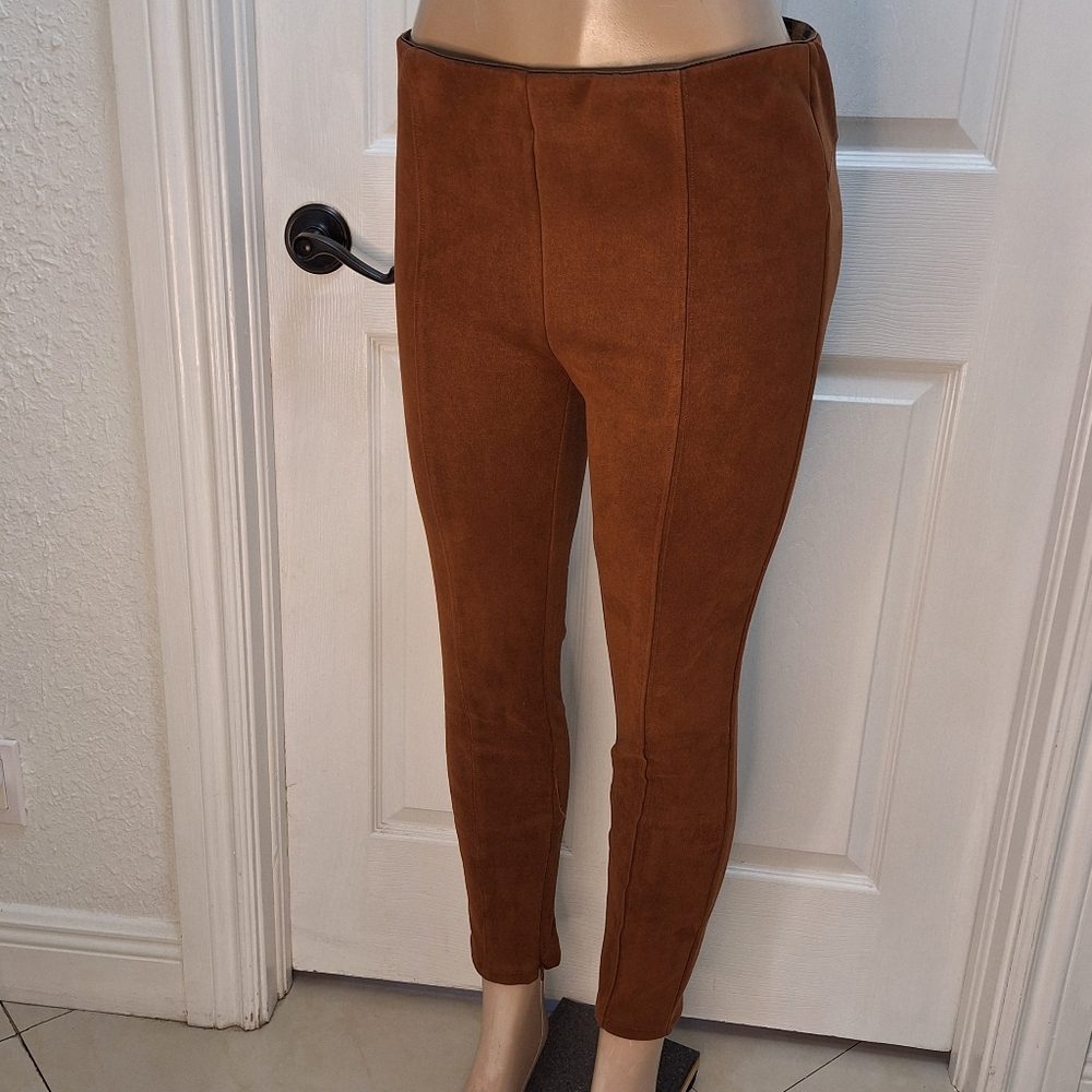 Anthropologie Faux Suede Leggings With Ankle Zips Size 30